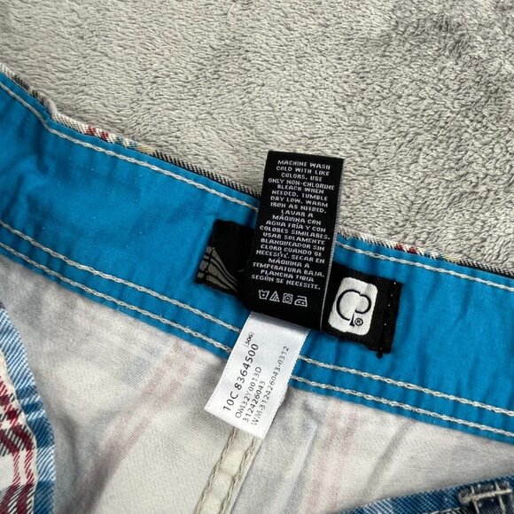 Ocean Pacific Chino Short Men 36 Navy Tartan Pocket Skate Surf Y2K OM32Y0013D - Picture 10 of 11